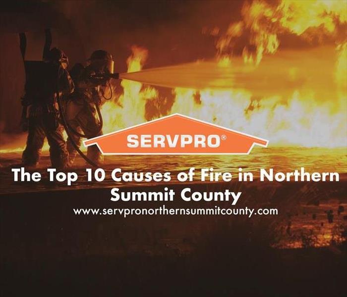 Orange SERVPRO  house logo on image with firefighters and fire 